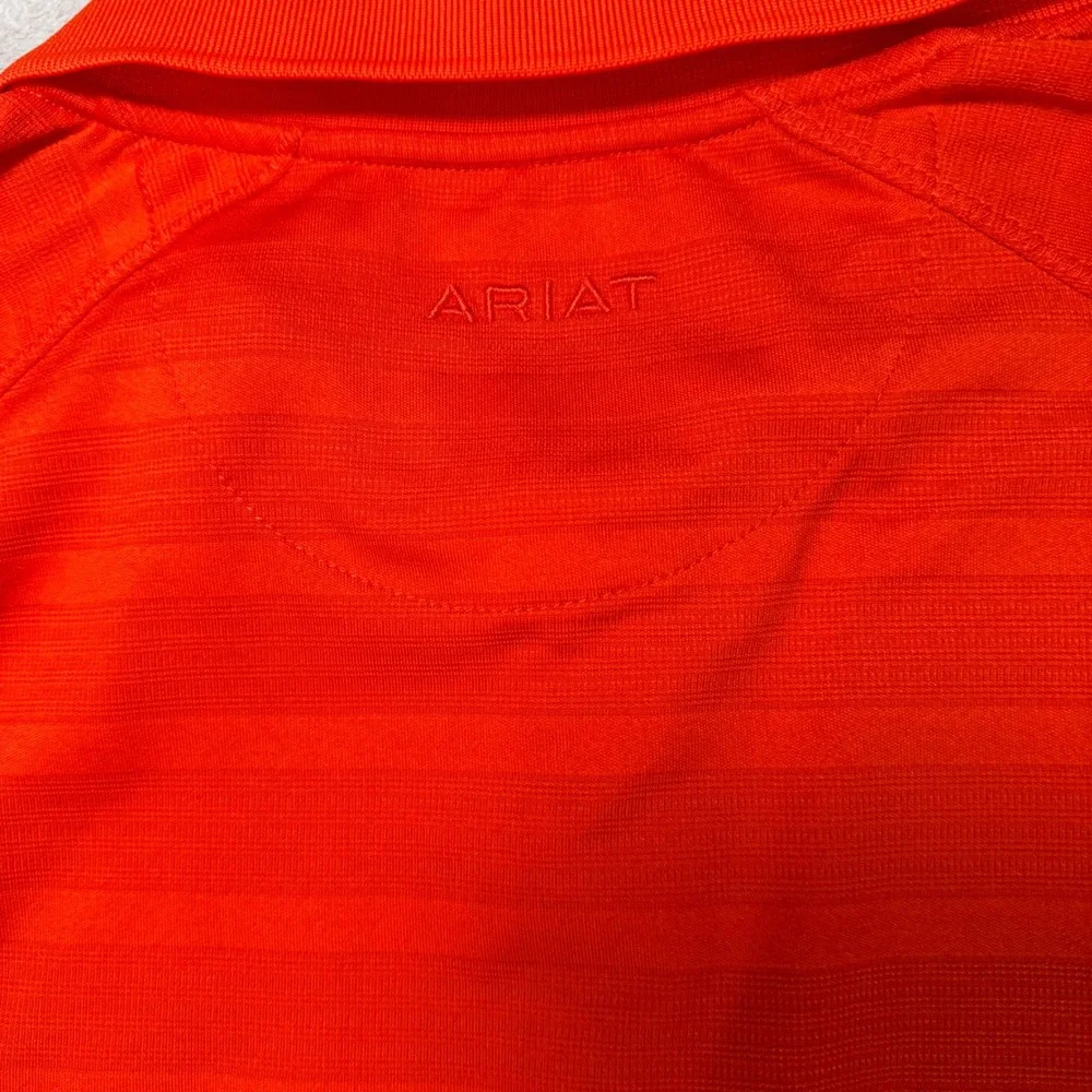 Ariat Mens XL Orange AriatTEK Heat‎ Series Striped Performance Shirt Short Slv